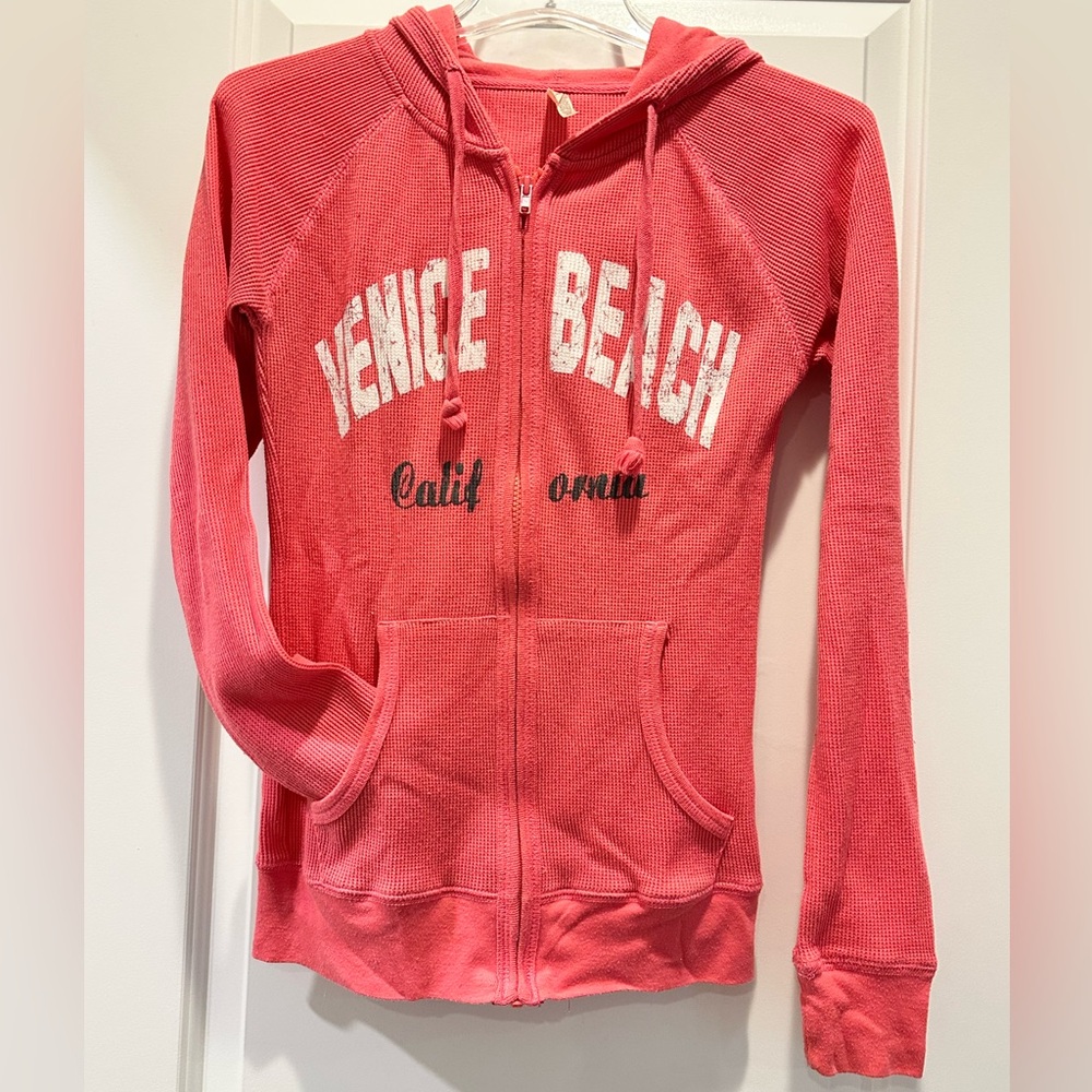 Sz Small Venice Beach, California waffle knit full zip hoodie